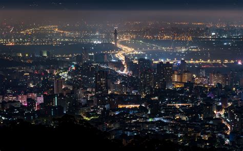 Download Wallpaper 3840x2400 Night City City Aerial View Buildings