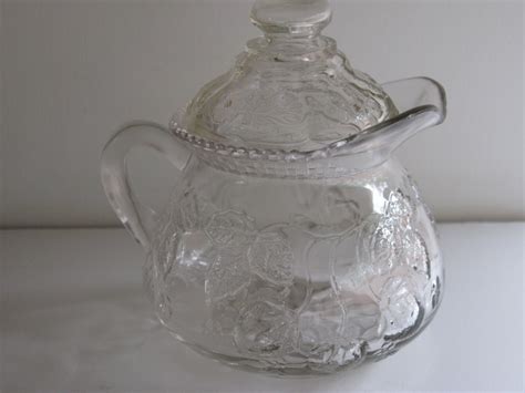 GLASS SYRUP PITCHER Clear Colored Glass Covered Pitcher Covered