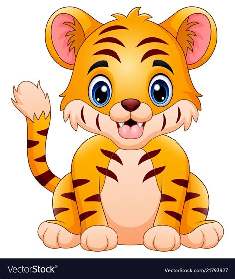 Little Tiger Make A Happy Vector Image On Vectorstock In 2024 Cartoon