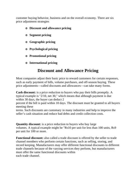 Discount And Allowance Pricing Pdf