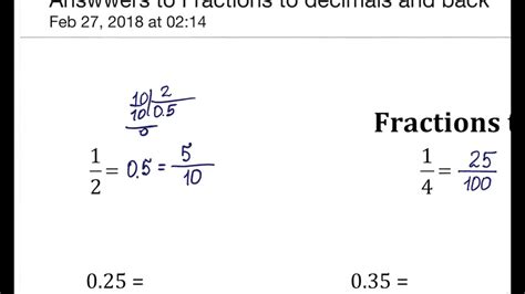 Fractions To Decimals Youtube