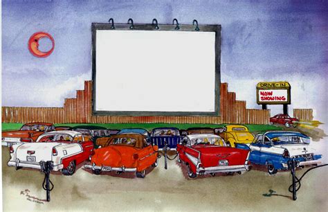 No sitting outside of the vehicle will be allowed. 50s Drive-In Movie Theater Personalized Art Print Add your