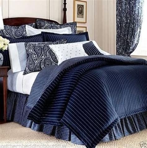 Chaps home montauk studio bedding coordinates. Ralph Lauren Chaps 4 pc Allistair Navy Blue Paisley Stripe ...