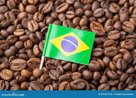 Flag Of Brazil In Roasted Coffee Beans Stock Photo Image Of Closeup