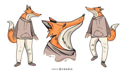Fox Character Set Vector Download