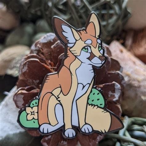 Floral Fox Hard Enamel Pin 125 Copper Plated Rose Etsy