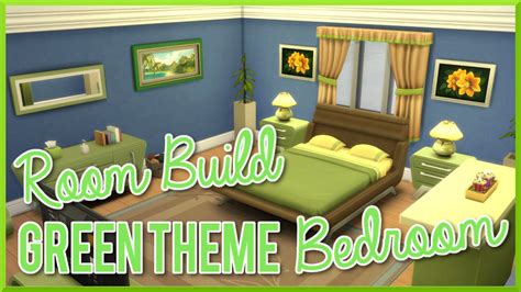 The Sims 4 Room Build Green Theme Bedroom Youtube