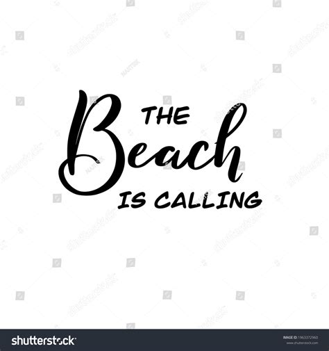 Beach Calling Vector Lettering Typography Poster Stock Vector Royalty Free 1963372960