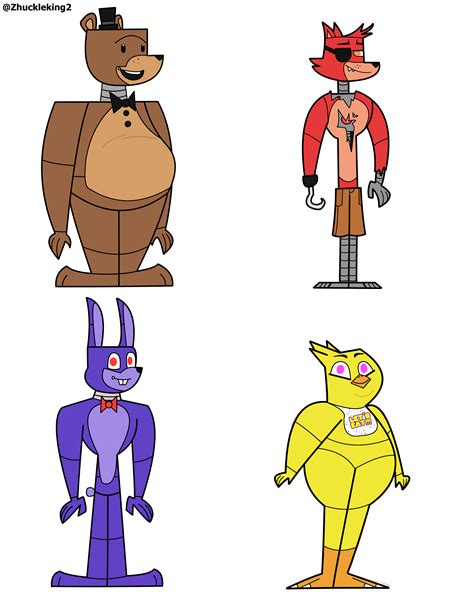 Drew The Fnaf 1 Characters In The Total Drama Island Art Style R