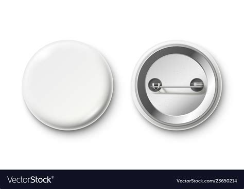 Blank Button Badge White Pinback Badges Pin Vector Image