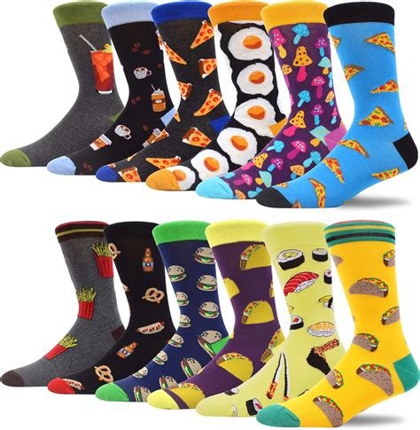 Makabo Men S Fun Dress Socks Colorful Funny Novelty Casual Crew Socks Packs