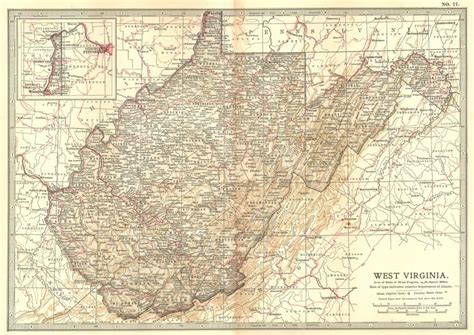 West Virginia State Map Showing Counties Britannica 10th Edition 1903