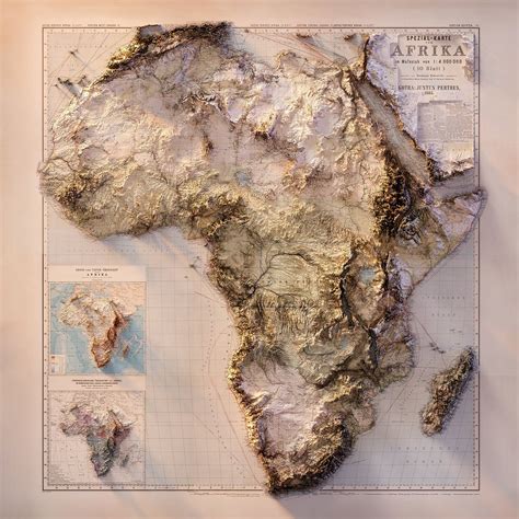 Africa Topography Etsy Topography Map Map Relief Map
