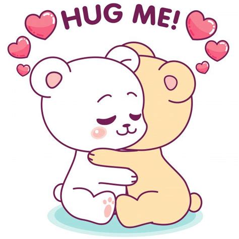 Premium Vector Adorable Little Bears Hugging Each Other Cute Hug