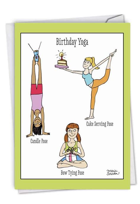 Birthday Yoga Posing Exercise Cartoons Greeting Card