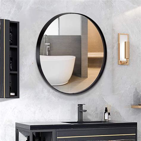 Black Round Bathroom Mirror Rispa