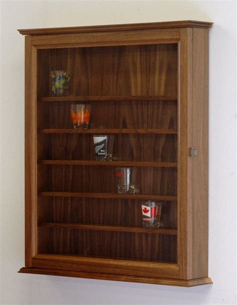 Walnut Shot Glass Display Case Cabinet By Fwdisplay On Etsy