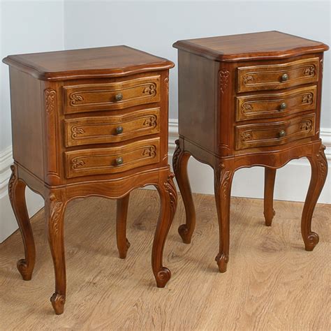 Pair Of French Louis Xvi Revival Cherry Wood Bedside Cabinets Circa