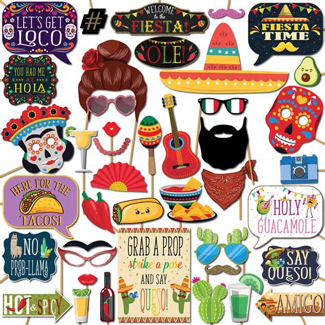Buy Fiesta Photo Booth Props 41 Pc Photobooth Kit With 8 X 10 Inch