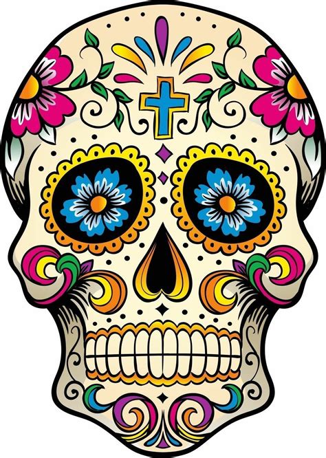 Mexican Sugar Skull Self Adhesive Vinyl Sticker Ebay Sugar Skull