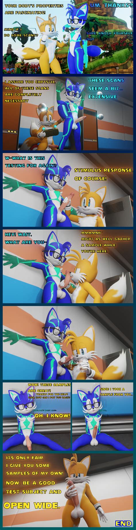 Rule 34 2 Tails 3d Artwork Absurd Res Against Surface Against Wall Anthro Balls Beaker