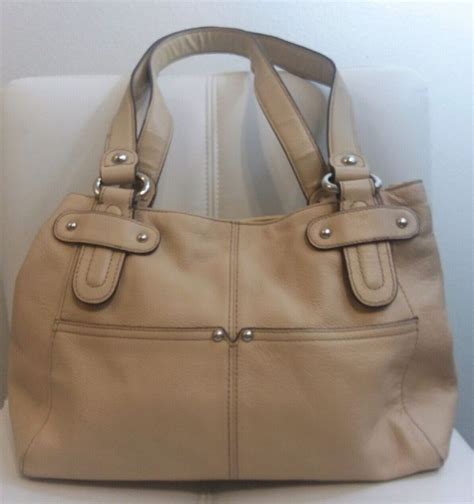 Tignanello Beige Pebbled Leather Shoulder Bag Handbag Shoulder Bag