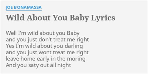 Wild About You Baby Lyrics By Joe Bonamassa Well Im Wild About