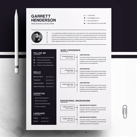 The template can easily be customized in photoshop. One Page Resume + Cover Letter | CV | Creative Illustrator ...