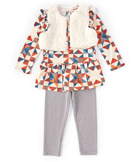 Bonnie Jean Little Girls 2t 6x Geometric Pattern Vest Set Dillards