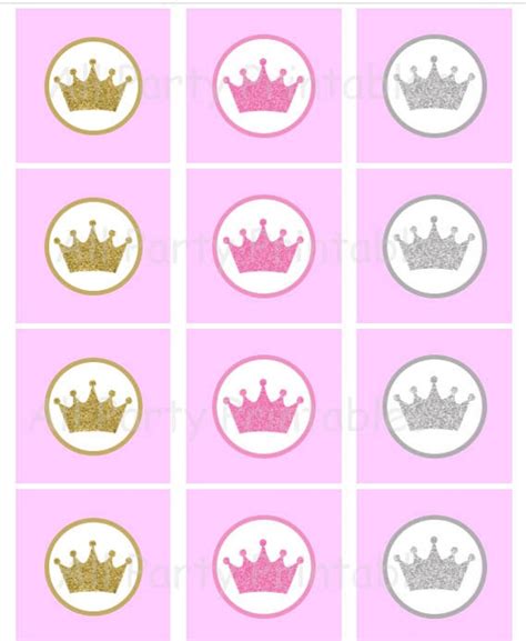 Princess Cupcake Toppers Princess Favor Tags Princess Crown