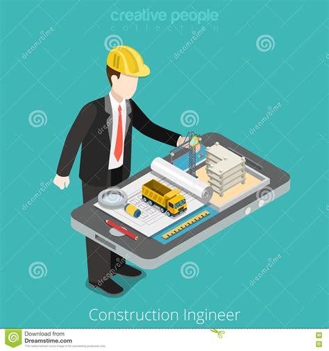 Construction Engineer Architect Male Worker Over Stock Vector