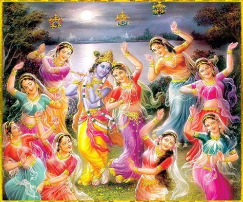 Krishna Dances With The Gopis Shri Ram Wallpaper Radha Krishna