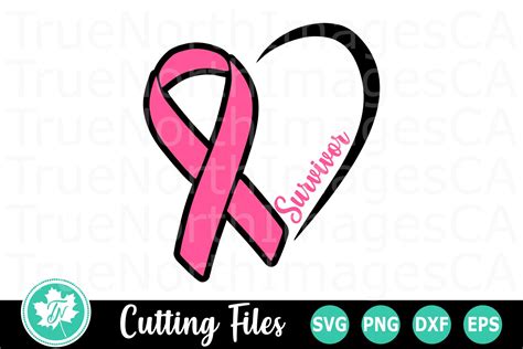 Breast Cancer Ribbon Heart - An Awareness SVG Cut File (435132) | Cut