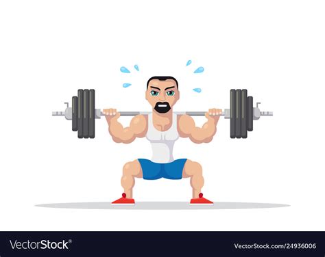 Strong Man Doing Squats Royalty Free Vector Image