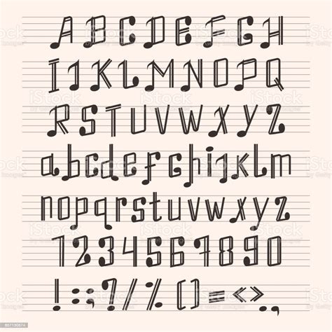 Here you can download music note font free. Musical Decorative Notes Alphabet Font Hand Mark Music ...