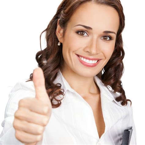 Woman With Thumbs Up Gesture Over White Stock Photo By ©gstudio 18366109