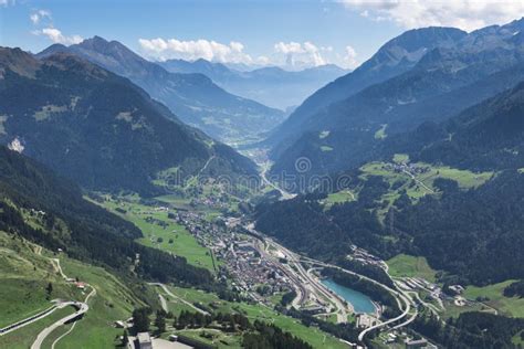 Beautiful Aerial Panorama Of Switzerland With City Stock Photo Image