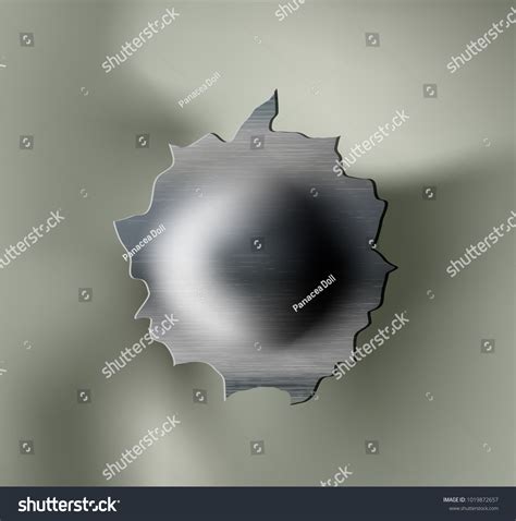 Ragged Bullet Hole Torn Ripped Metal Stock Vector Royalty Free