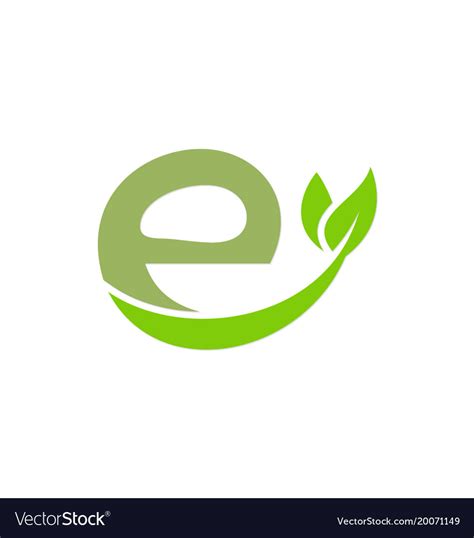 Letter E Organic Green Leaf Logo Royalty Free Vector Image