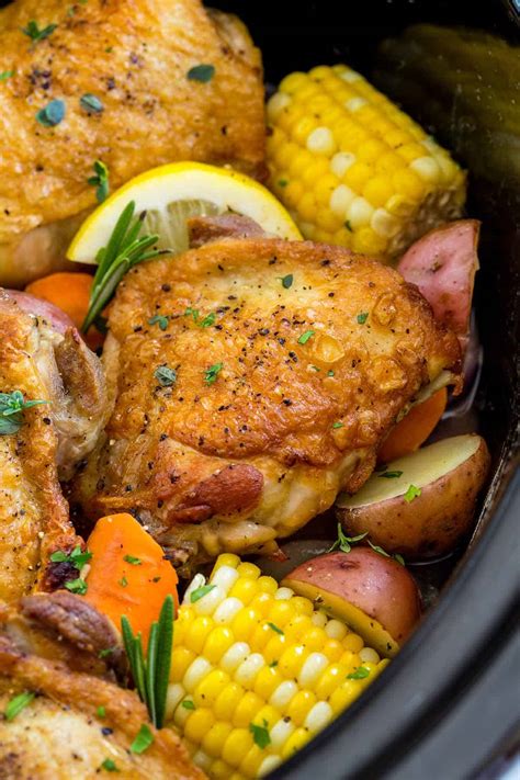 Add in a packet of taco seasoning if you want some extra flavor. Slow Cooker Chicken Thighs with Vegetables - Jessica Gavin