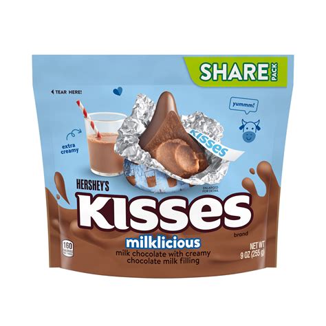 Hersheys Kisses Milklicious Milk Chocolate With Chocolate Fill Share Bag 9 Oz