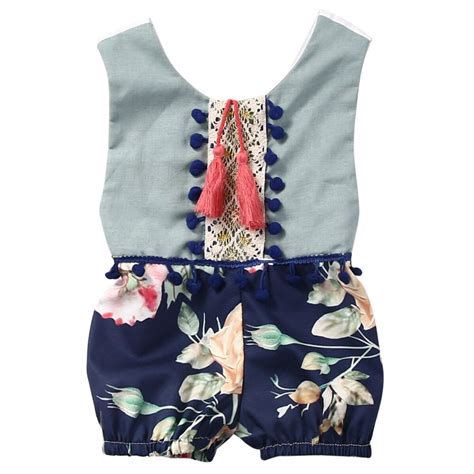 New Arrivals Newborn Infant Baby Girls Floral Print Bodysuit Jumpsuit