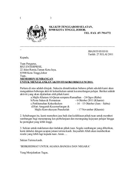 Format yang digunakan adalah surat rasmi,perlunya ketelitian didalam susunan tata. Surat Permohonan Bantuan Kewangan Pendidikan - Rasmi B