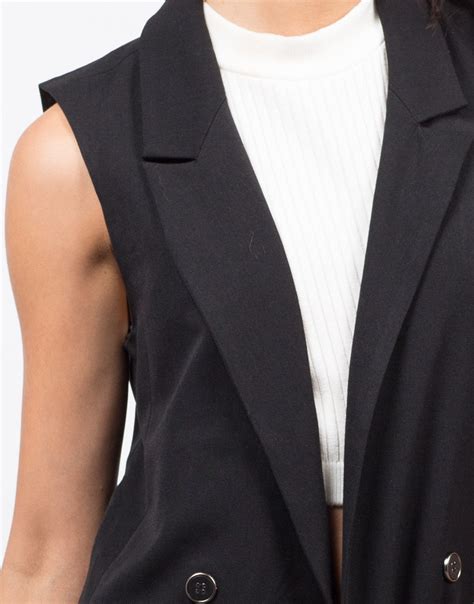Buttoned Long Vest Black Vest Womens Outerwear 2020ave