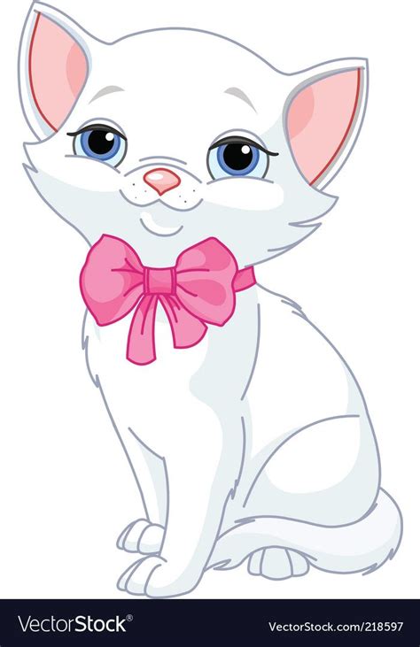 Very Cute White Cat Royalty Free Vector Image Vectorstock Cat