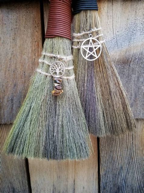 Witches Altar Besom Handheld Wiccan Broom Pagan Crystal Altar Broom