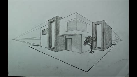 Two Storey House Point Perspective House Drawing Anime Chibi