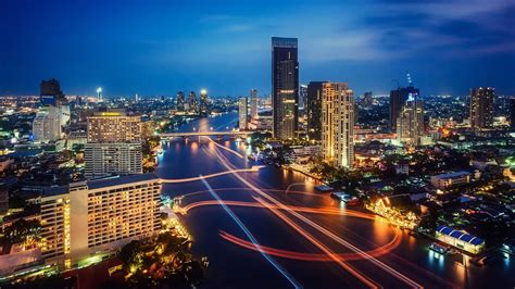 Banguecoque Tailândia Noite Cidade Cidades Arquitetônico Foto