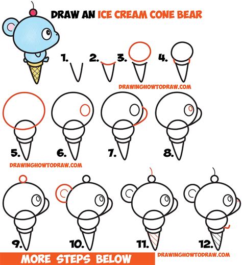Fun halloween inspired zombie dessert drawing. How to Draw Super Cute Cartoon/Kawaii Bear on Ice Cream Cone Easy Step by Step Drawing Tutorial ...