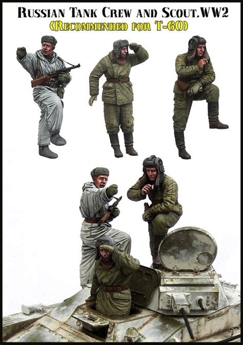 Unpainted Kit 135 Soviet Tank Crew And Scout Set 3 Figures Uncolor